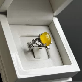 انگشتر نقره زنانه مدل عقیق زرد شرف الشمس کد 69