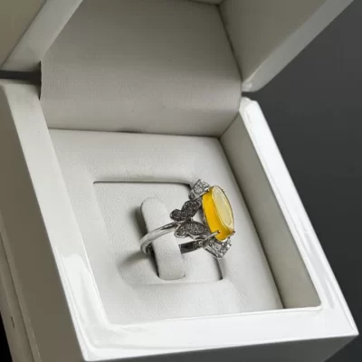 انگشتر نقره زنانه مدل عقیق زرد شرف الشمس کد 68