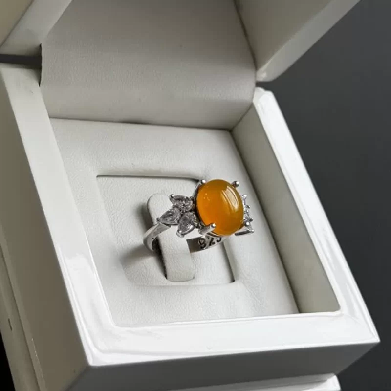 انگشتر نقره زنانه مدل عقیق زرد شرف الشمس کد 71