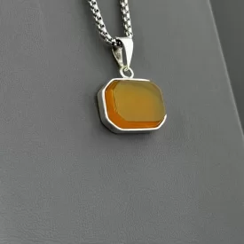 مدال نقره زنانه مدل عقیق زرد شرف الشمس کد 83