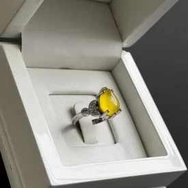 انگشتر نقره زنانه مدل عقیق زرد شرف الشمس کد 72