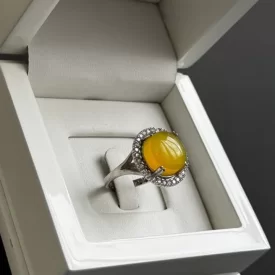 انگشتر نقره زنانه مدل عقیق زرد شرف الشمس کد 67