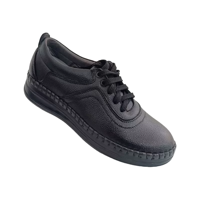 کفش زنانه طبی چرم طرح ریحانه قهوه ای تیره