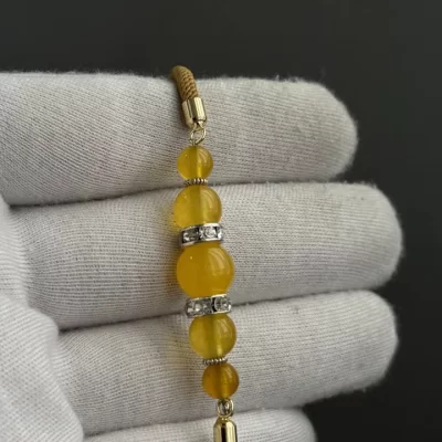 دستبند سنگی زنانه مدل عقیق زرد شرف الشمس کد 2005