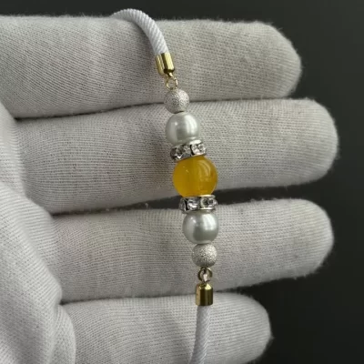 دستبند سنگی زنانه مدل عقیق زرد شرف الشمس کد 2004