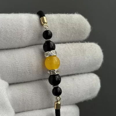 دستبند سنگی زنانه مدل عقیق زرد شرف الشمس کد 2001