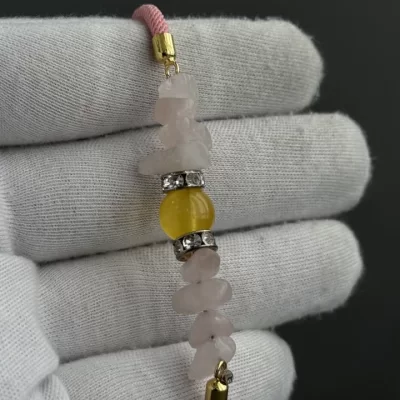 دستبند سنگی زنانه مدل عقیق زرد شرف الشمس کد 2007