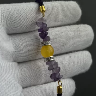 دستبند سنگی زنانه مدل عقیق زرد شرف الشمس کد 2008