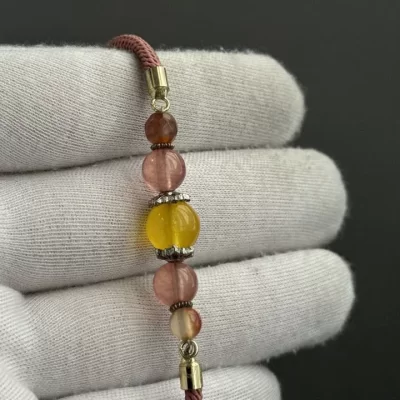 دستبند سنگی زنانه مدل عقیق زرد شرف الشمس کد 2002