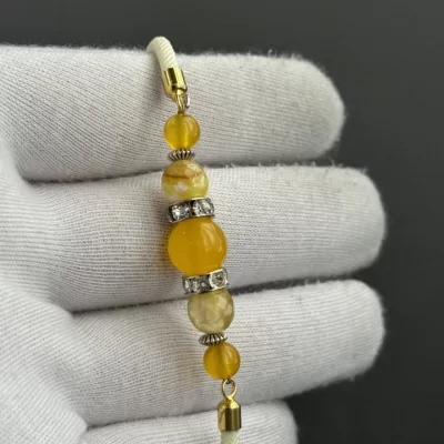 دستبند سنگی زنانه مدل عقیق زرد شرف الشمس کد 2000 