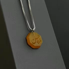 مدال زنجیردار زنانه مدل عقیق زرد شرف الشمس کد 177