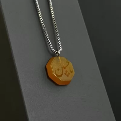 مدال زنجیردار زنانه مدل عقیق زرد شرف الشمس کد 177