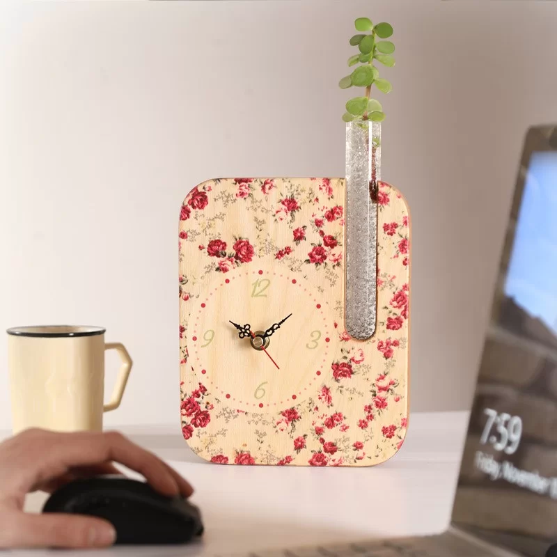 گلدان چوبی دکوراتیو مدل P-125A طرح گل سرخ