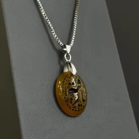 مدال زنجیردار زنانه مدل عقیق زرد شرف الشمس کد 176