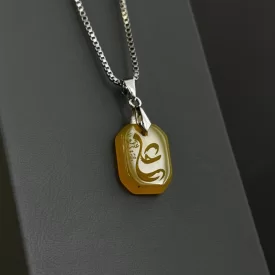 مدال زنجیردار زنانه مدل عقیق زرد شرف الشمس کد 178