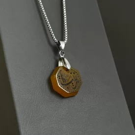 مدال زنجیردار زنانه مدل عقیق زرد شرف الشمس کد 175