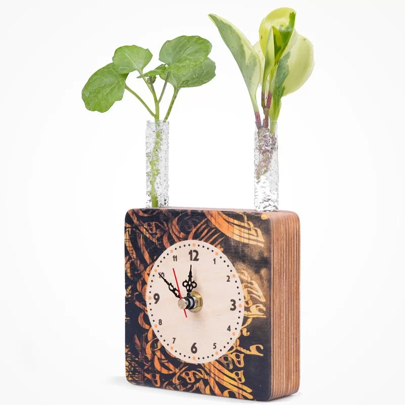 گلدان چوبی دکوراتیو مدل P-129H طرح سیاه مشق