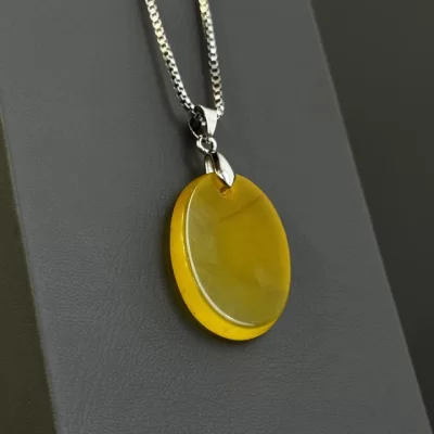 مدال زنجیردار زنانه مدل عقیق زرد شرف الشمس کد 172