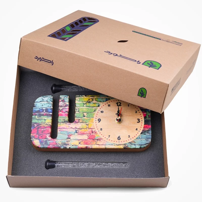 گلدان چوبی دکوراتیو مدل P-124A طرح آجر رنگی