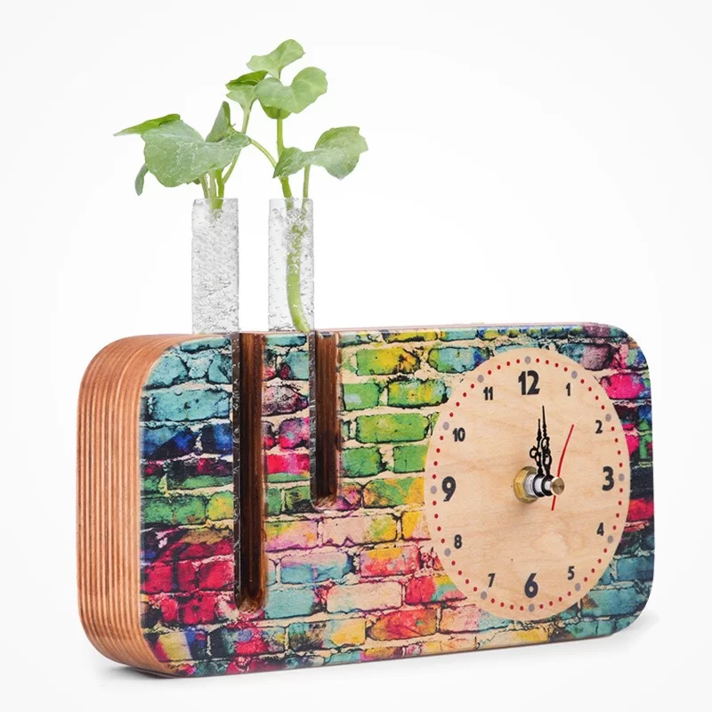 گلدان چوبی دکوراتیو مدل P-124A طرح آجر رنگی