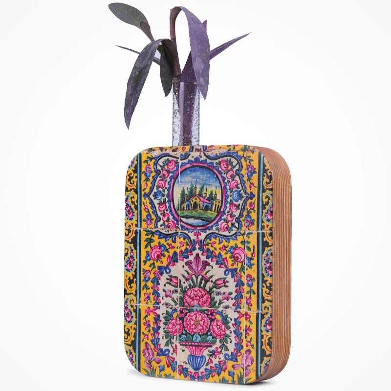 گلدان چوبی دکوراتیو مدل P-122A طرح گلستان
