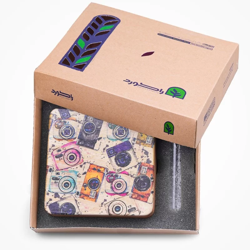 گلدان چوبی دکوراتیو مدل P-119B طرح دوربین عکاسی