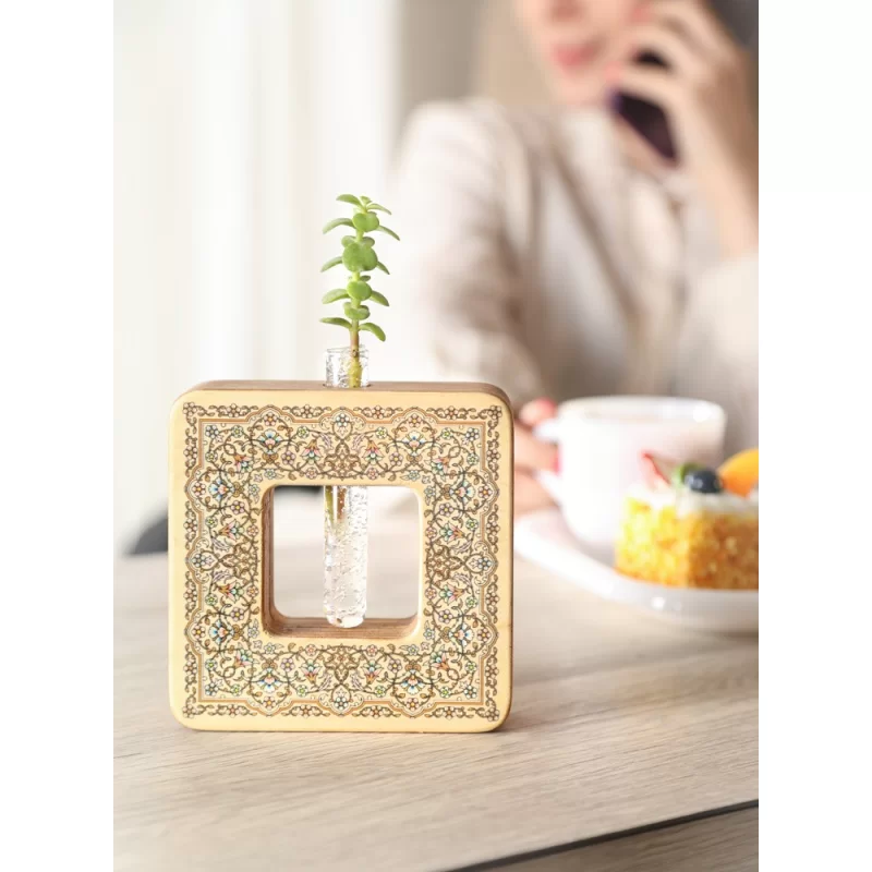 گلدان چوبی طرح ترنج