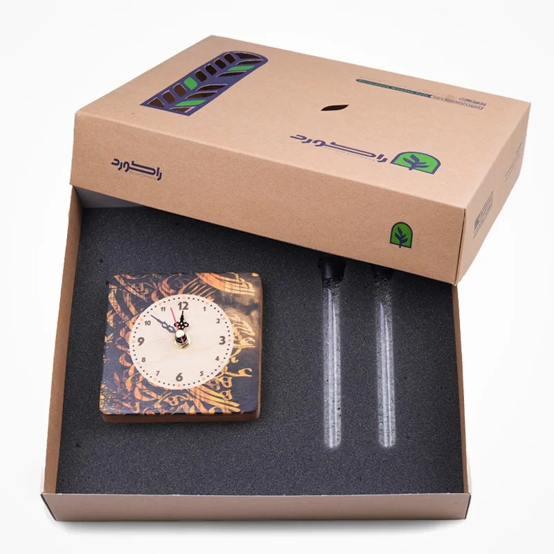 گلدان چوبی دکوراتیو مدل P-129H طرح سیاه مشق