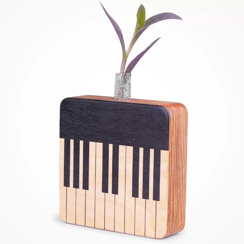 گلدان چوبی دکوراتیو مدل P-119G طرح پیانو