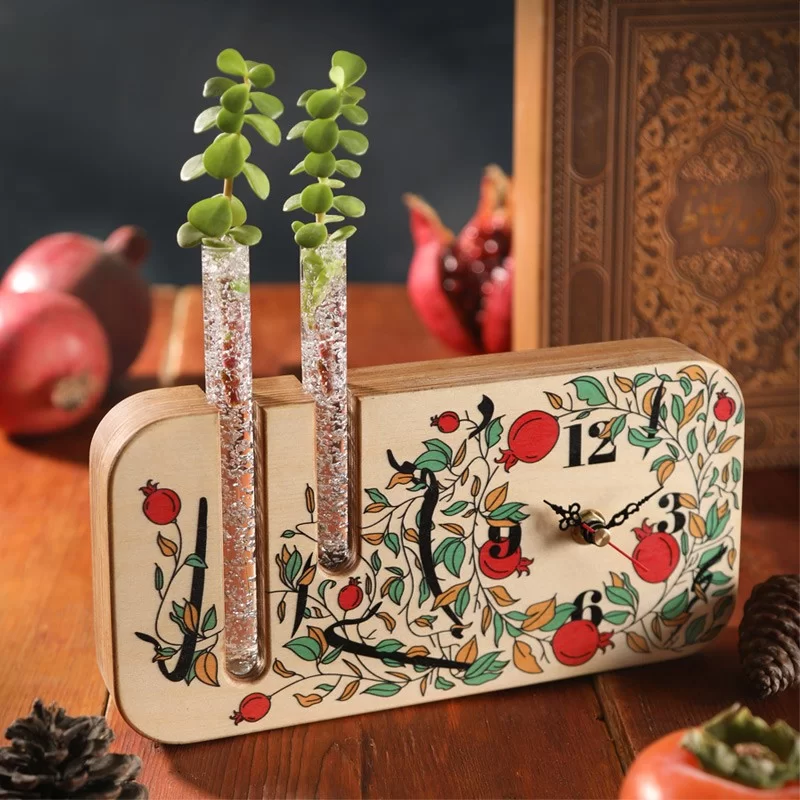 گلدان چوبی دکوراتیو مدل P-124Y طرح یلدا