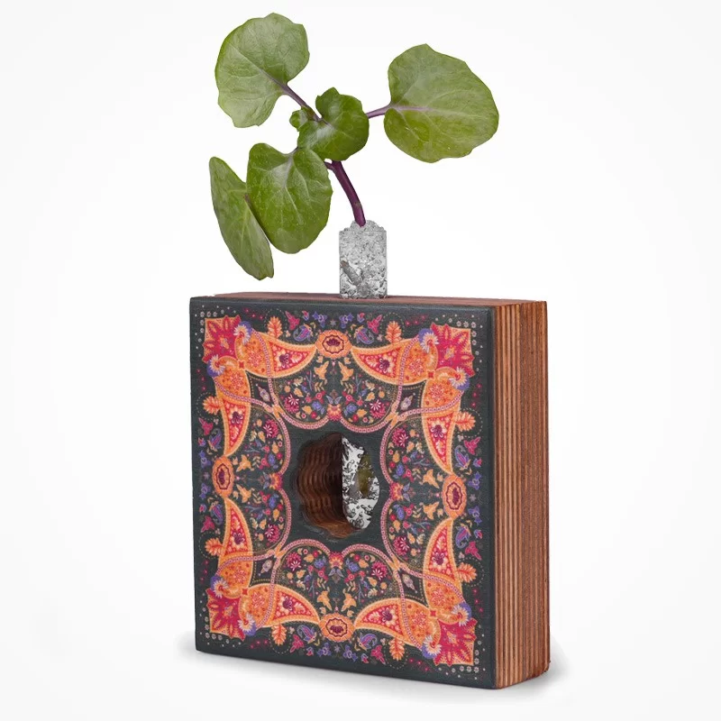 گلدان چوبی دکوراتیو مدل P-127 طرح ترمه