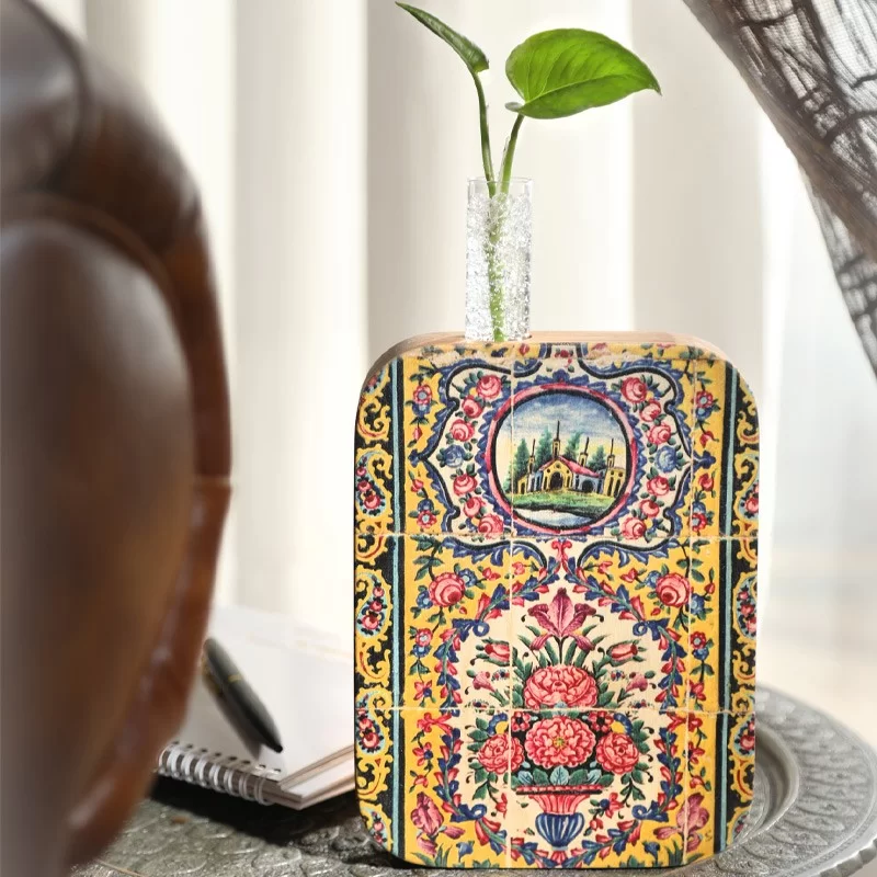 گلدان چوبی دکوراتیو مدل P-122A طرح گلستان