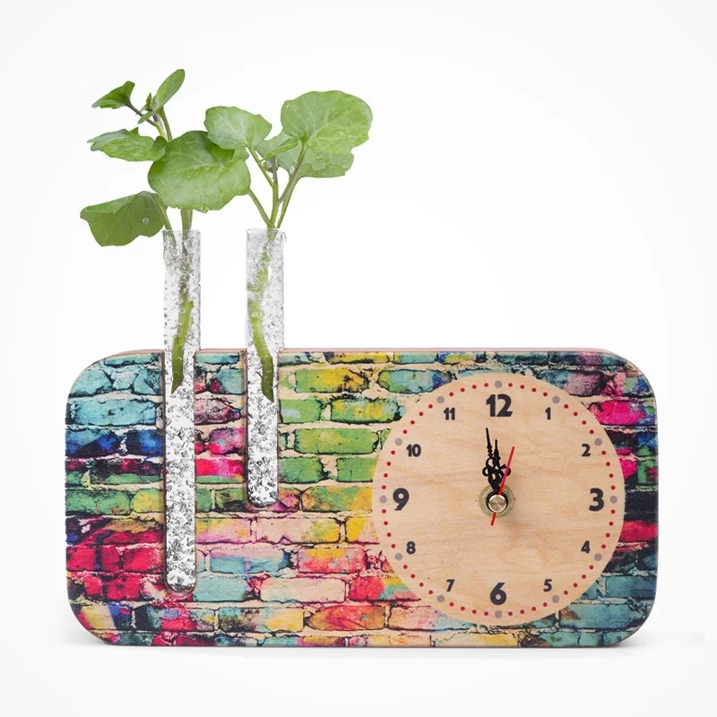 گلدان چوبی دکوراتیو مدل P-124A طرح آجر رنگی