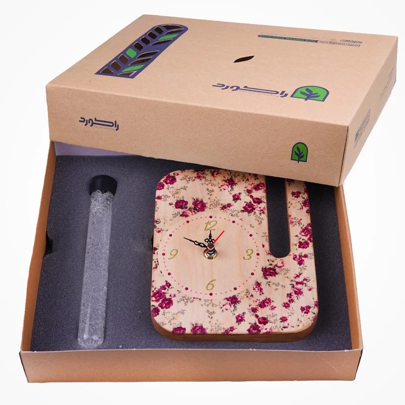 گلدان چوبی دکوراتیو مدل P-125A طرح گل سرخ