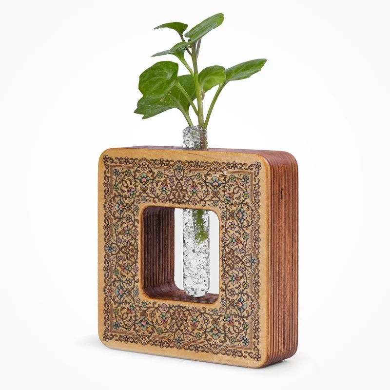 گلدان چوبی طرح ترنج
