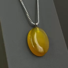 مدال زنجیردار زنانه مدل عقیق زرد شرف الشمس کد 170