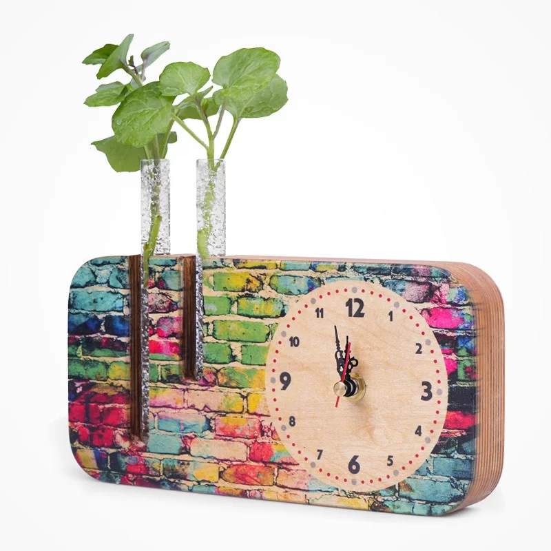 گلدان چوبی دکوراتیو مدل P-124A طرح آجر رنگی