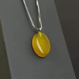 مدال زنجیردار زنانه مدل عقیق زرد شرف الشمس کد 173