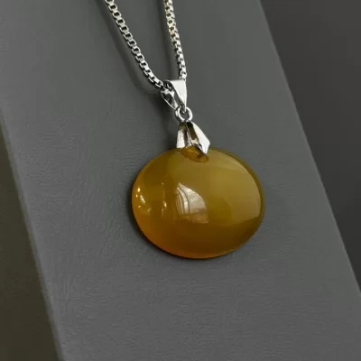 مدال زنجیردار زنانه مدل عقیق زرد شرف الشمس کد 171