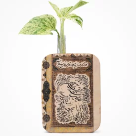 گلدان چوبی دکوراتیو مدل P-122B طرح مشق عشق