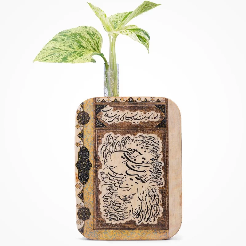 گلدان چوبی دکوراتیو مدل P-122B طرح مشق عشق