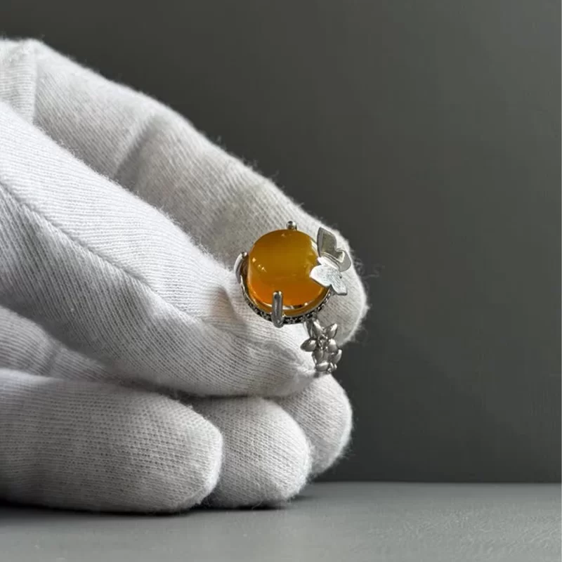 انگشتر نقره زنانه مدل عقیق زرد شرف الشمس کد 60