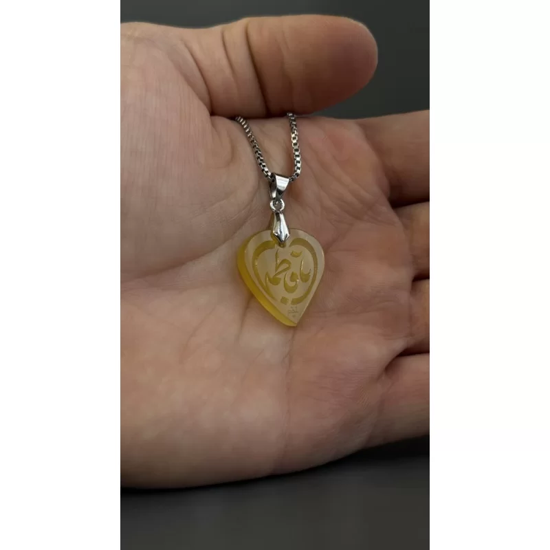 مدال زنجیردار زنانه مدل عقیق زرد شرف الشمس کد 180