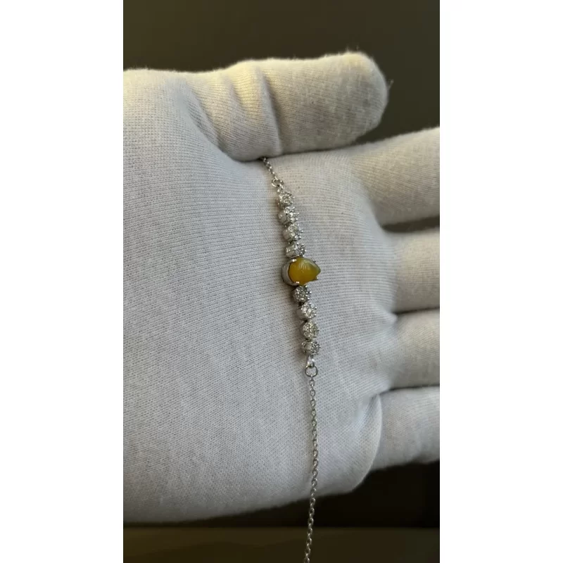 دستبند نقره زنانه مدل عقیق زرد شرف الشمس آبکاری رادیوم کد 139