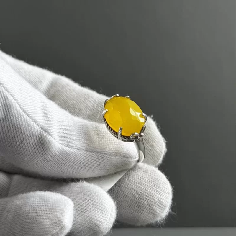 انگشتر نقره زنانه مدل عقیق زرد شرف الشمس کد 56