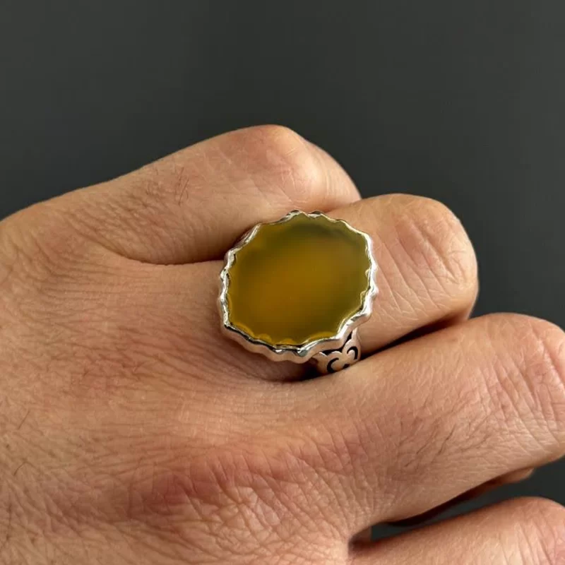 انگشتر نقره مردانه مدل عقیق زرد شرف الشمس کد6