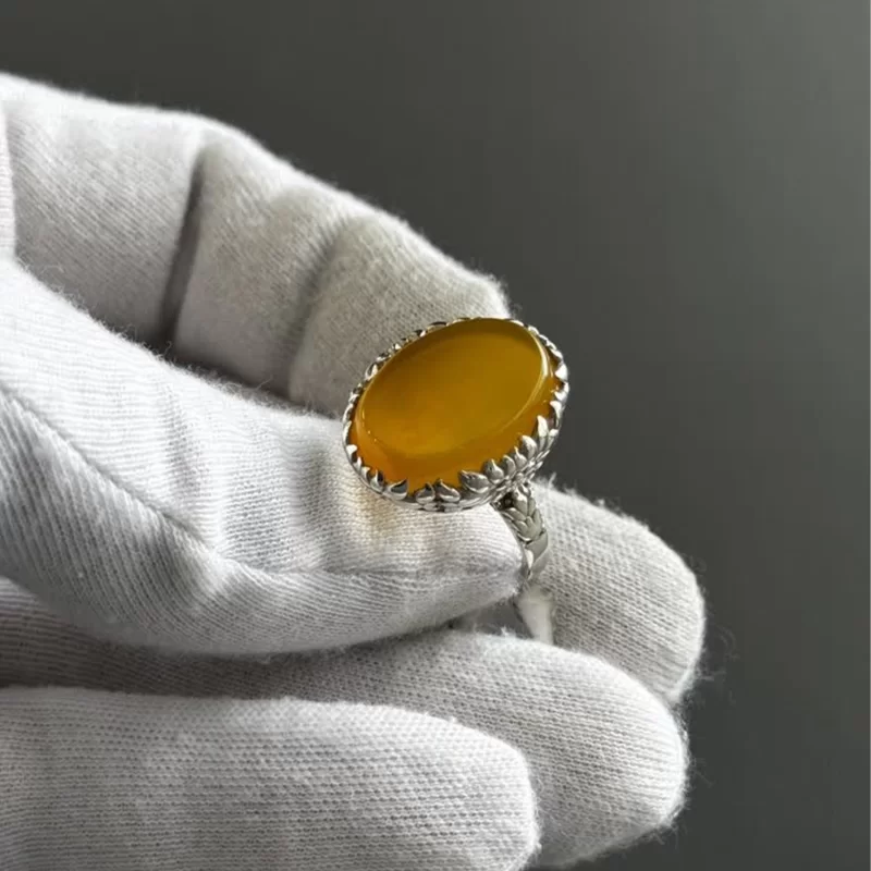 انگشتر نقره زنانه مدل عقیق زرد شرف الشمس کد 57