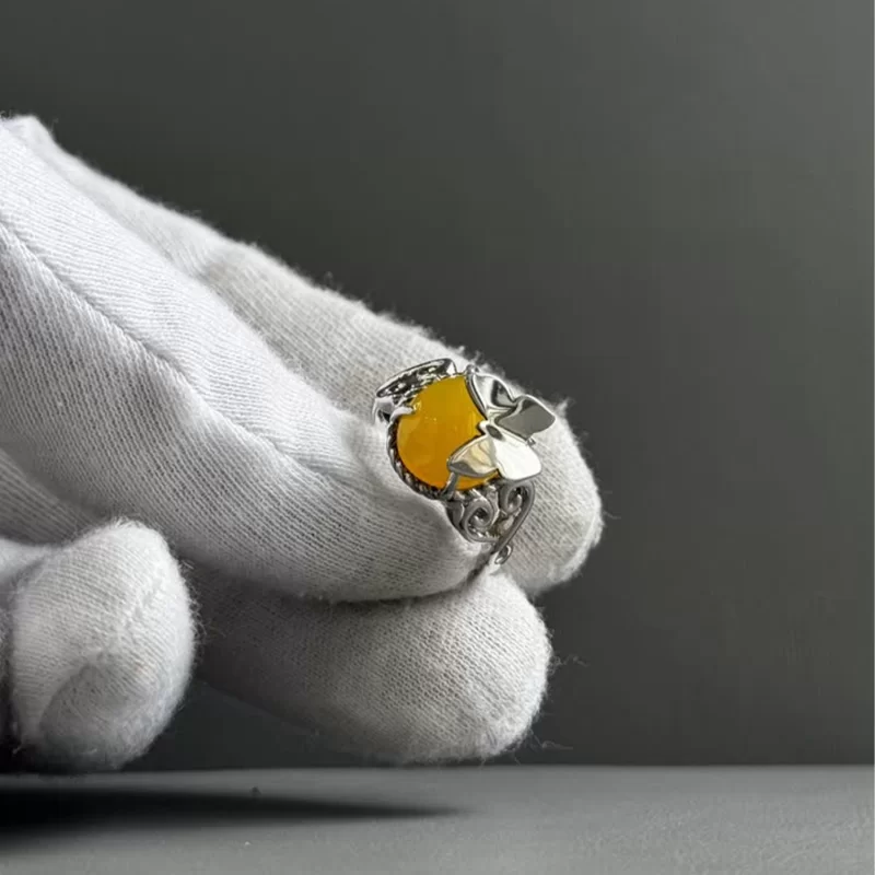 انگشتر نقره زنانه مدل عقیق زرد شرف الشمس کد 63