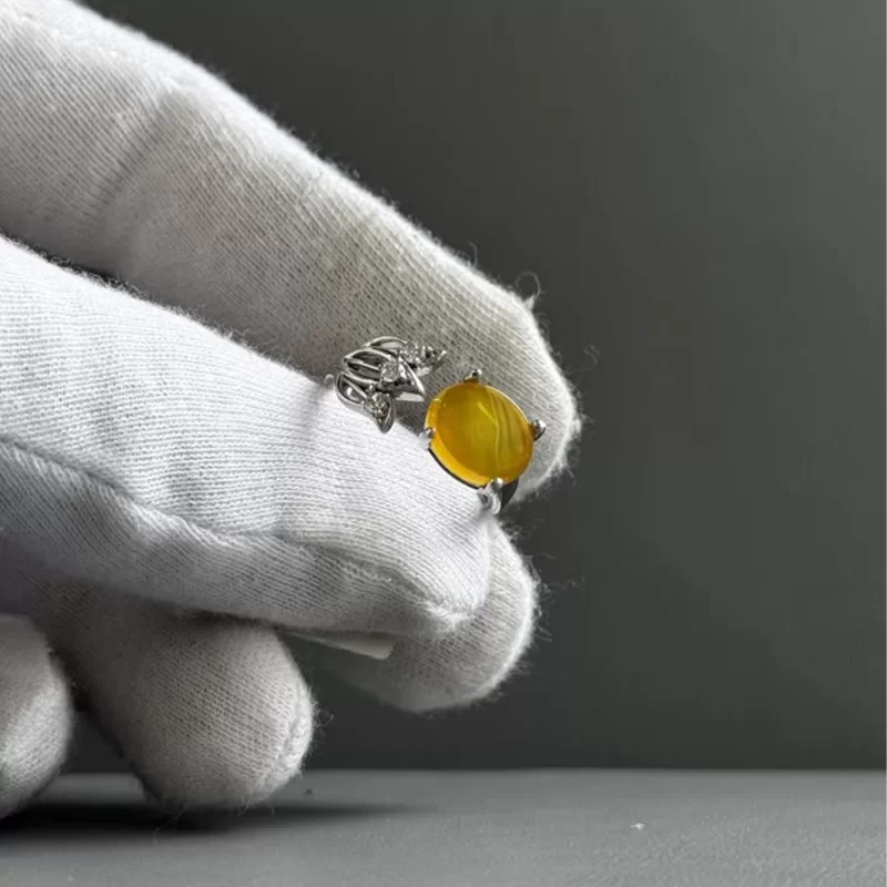 انگشتر نقره زنانه مدل عقیق زرد شرف الشمس کد 65