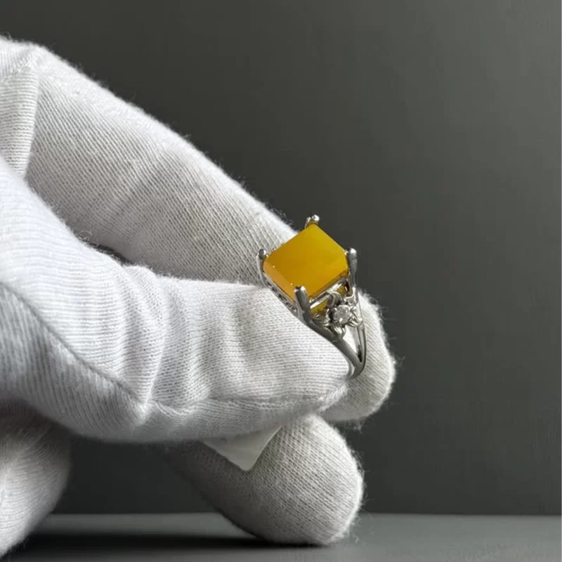 انگشتر نقره زنانه مدل عقیق زرد شرف الشمس کد 64